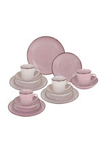 Arte Viva Kaffee und Tafelservice "Naturlook" 16-teilig Rosa / Zartrosa