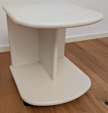 Kleiner Beistelltisch / Nachttisch auf Rollen, weiß, stabil