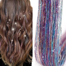 6 Stück Glitzer Haarsträhnen