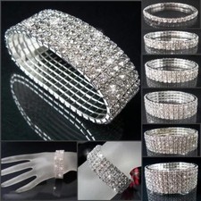 Armband Silber stretch 16-22cm Strass Braut Schmuck Damen Mädchen Kommunion VA34