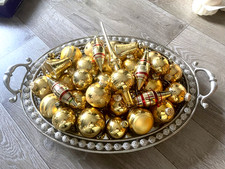 32 Teile alter Glas Christbaumschmuck Fa. Krebs Lauscha golden Spitze Kugeln