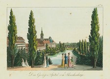 Leipzig Georgenhospital Original Umrissradierung C. B. Schwarz 1804