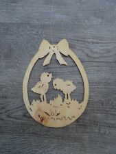 Holz Fensterbild Laubsägearbeit Handarbeit Ostern Hase Osterei Küken Ei Huhn