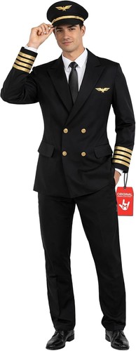 Schwarzes pilot kostüm - kostüm, herren