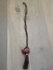 Lange Halskette, Leder, Bommel, Quaste