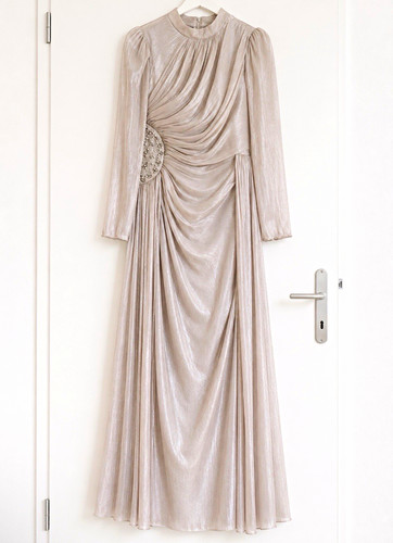 Damen abendkleid lang beige - damen,