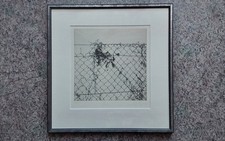 Walter Herzog "Zaun" Kunstdruck im verglasten Galerierahmen signiert 1977