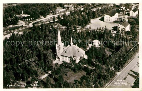 Jokkmokk kyrkan luftaufnahme - jokkmokk,