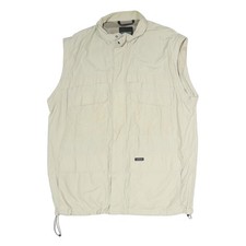AIGLE Herren Beige Baumwollmischung Ärmellose Reißverschluss Jacke XL Outdoor Freizeit Weste