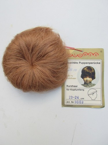 PUPPENPERÜCKE--ECHTHAAR--KOPF