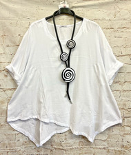 Moonshine Fashion Tunika Shirt Top Zipfel Lagenlook Übergröße 46 48 50 Neu weiß