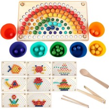 Holzspielzeug Brettspiele Kinder, Montessori Spielzeug, Clip Perlen Spiel