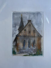 FRANZ EHMKE 1928-2018 DDR MALER PASTELL KIRCHE BERLIN PANKOW BLANKENFELDE GIEBEL