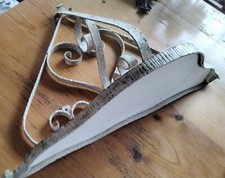 ÄLTERES REGAL MIT ABLAGE HOLZ GUSSEISEN WANDREGAL 58 cm D1118KÜ