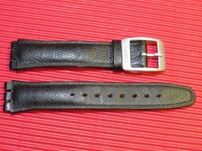2nd HAND : ORIGINAL Swatch LEDER Armband 17mm SCHWARZ mit IRONY-alu Schließe