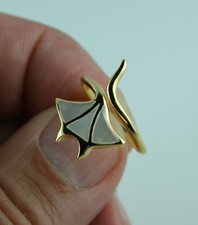 Sterling Silber Ring vergoldet mit 1 Micron 18k Gold Rochen Größe 53 Muschel