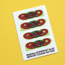 Matchbox SUPERFAST Nr.62 'RAT ROD' Mercury Cougar Aufkleber Nachbildungen