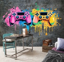 Fototapete Kinderzimmer Junge Gaming Graffiti VLIES TAPETE XXL + KLEISTER 183