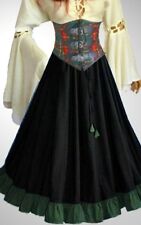 Gothic Mittelalter Rock mit Rüschen  lang weit  schwarz grün 36 38 40 42 44 46