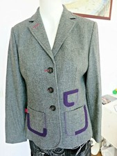 YORN Jacke Blazer Lässig Damen Gr. 40 Qualität 100% Wolle grau-lila NP.119 € NEU