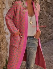 ? Neu Jacke Strick Strickjacke Pink Leo Leopard Muster Trend Knit Cardigan