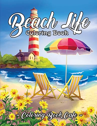 Beach life coloring book - beach,