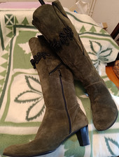 Marina Rinaldi Wildlederstiefel Stiefel Gr. 40 Damen moosgrün ungefüttert