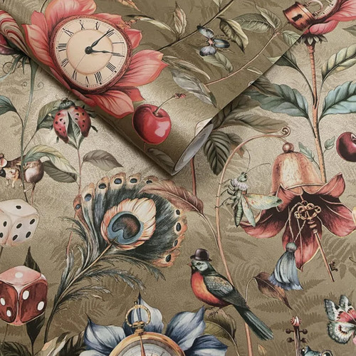 Gold metallic floral - metallic,