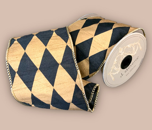 Taftband harlekin rauten gold - harlekin,