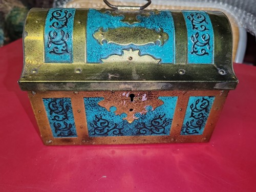 Vintage blechdose schatztruhe - blechdose,