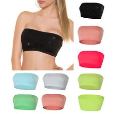 Glamexx24 Damen Classics Ladies Top Pads Bandeau Shirts Unterwäsche Strass Ohne