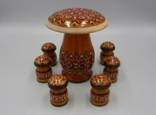 Holz Skulpturen Pilz und 6