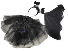 Leuchtende Kinder Fledermaus Kostüm LED Tutu Tüllrock Flügel Haarreif Gr116-122✅
