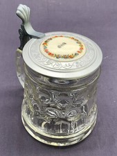 BIERHUMPEN KRUG AUS GLAS ZINNDECKEL GERD GESCHENK