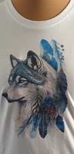 T-Shirt weiß unisex Gr. XL Wolf Totem Wildnis Wildlife Indianer Qualitäts-Shirt 