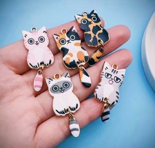  Katzen Anhänger Pin 5er Set| Süße Emaille Charms | Kätzchen | DIY Schmuck 