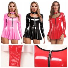 DE Damen Langarm Leder Dessous