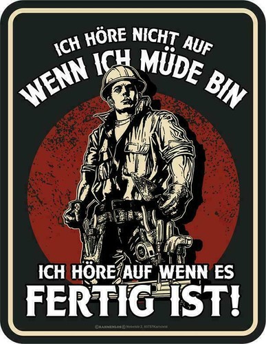 Werkstatt blechschild müde - müde,