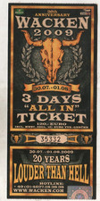 Eintrittskarte Ticket W:O:A Wacken 2009