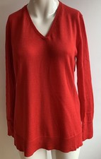 Clarina Pullover  Merinowolle Größe 42 Rot V  Ausschnitt Damen