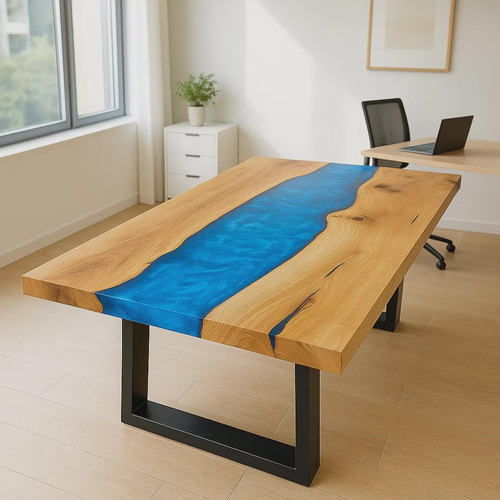 Blue epoxy river - river, schreibtisch