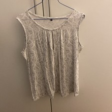 Ärmelloses Shirt Bluse Schwarz Weiß L Floral Palmwedel