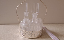 Menage Silber und Glas  Salz Pfeffer Essig Öl,