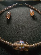 Glasperlen Silber Halskette