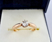 C34 Rotgold Ring 585 Gold mit Brillant 0,3 carat in Krapfenfassung Größe 51