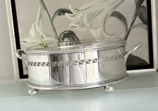 Hotelsilber Schale England antik Sheffield Silber Auflage  Galerierand Kugelfüße