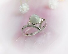 Ring Silber 925 Katzenaugen rund weiß  Gr. 17- 21 mm echt Sterlingsilber mt12