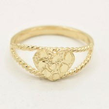 Damen Klumpen Stil Herzförmige Offen Seiten Ring Echt Massiv 10K Gelbgold