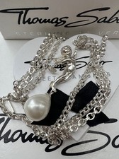 Massive Thomas Sabo Kette & Seltener Engel Mit Perle Anhänger Neu