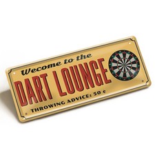 Blechschild WELCOME TO THE DART LOUNGE 28x12cm Vintage Metallschild Bar Pub Deko